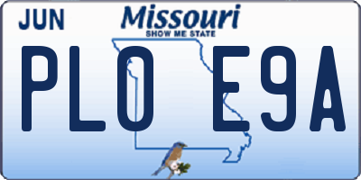 MO license plate PL0E9A