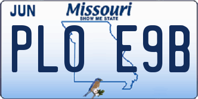 MO license plate PL0E9B