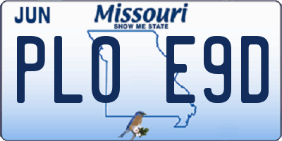 MO license plate PL0E9D