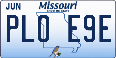 MO license plate PL0E9E