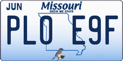 MO license plate PL0E9F