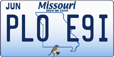 MO license plate PL0E9I