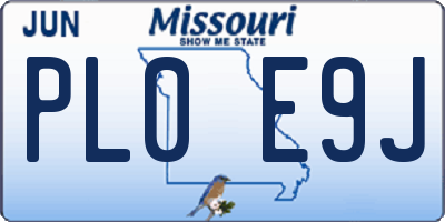 MO license plate PL0E9J