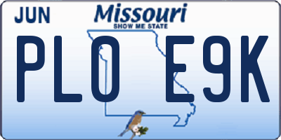 MO license plate PL0E9K