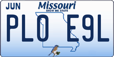 MO license plate PL0E9L