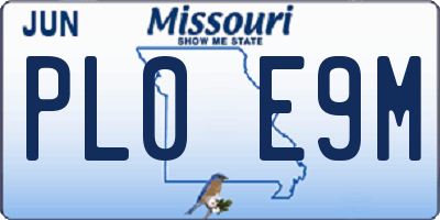 MO license plate PL0E9M