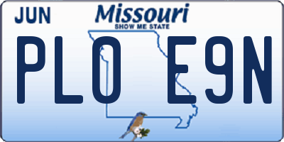 MO license plate PL0E9N