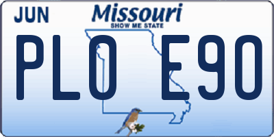 MO license plate PL0E9O