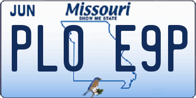 MO license plate PL0E9P