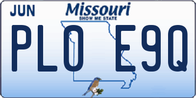 MO license plate PL0E9Q
