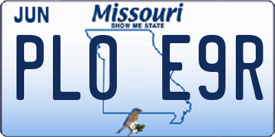 MO license plate PL0E9R
