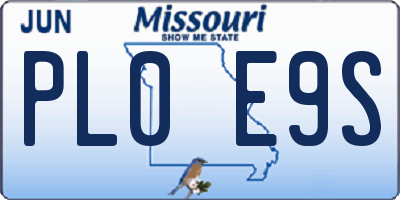 MO license plate PL0E9S