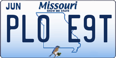 MO license plate PL0E9T