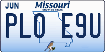 MO license plate PL0E9U