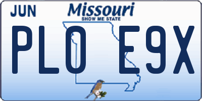 MO license plate PL0E9X