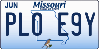 MO license plate PL0E9Y