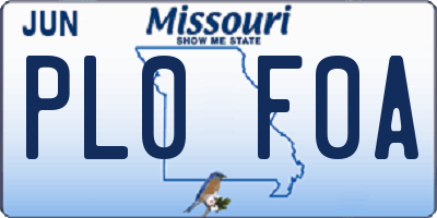 MO license plate PL0F0A