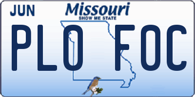 MO license plate PL0F0C