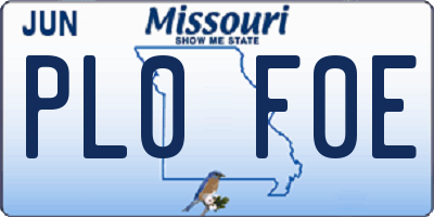 MO license plate PL0F0E