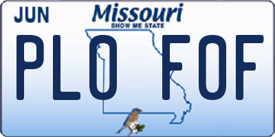MO license plate PL0F0F