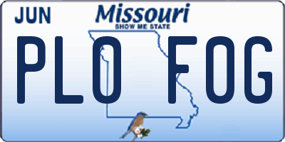 MO license plate PL0F0G