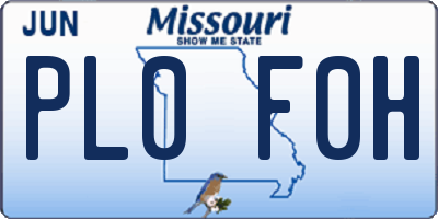 MO license plate PL0F0H