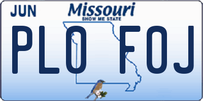 MO license plate PL0F0J