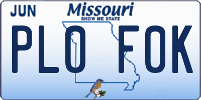 MO license plate PL0F0K