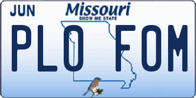 MO license plate PL0F0M