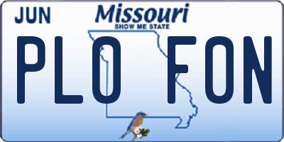 MO license plate PL0F0N