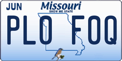 MO license plate PL0F0Q