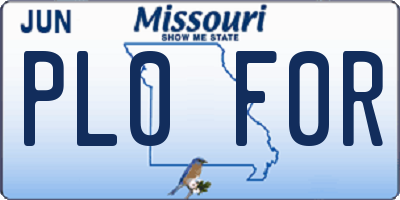 MO license plate PL0F0R