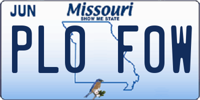MO license plate PL0F0W