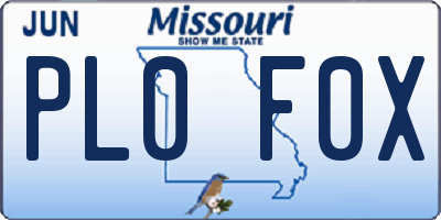 MO license plate PL0F0X