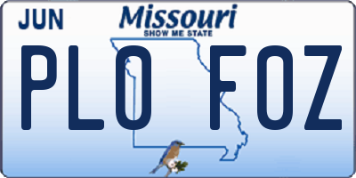 MO license plate PL0F0Z