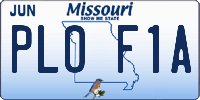 MO license plate PL0F1A