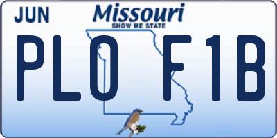 MO license plate PL0F1B