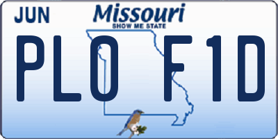 MO license plate PL0F1D