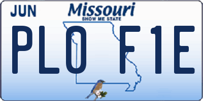 MO license plate PL0F1E