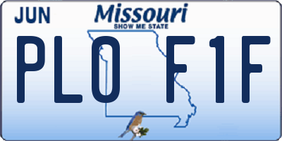 MO license plate PL0F1F
