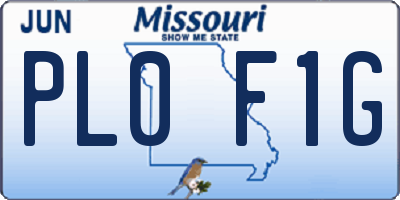 MO license plate PL0F1G
