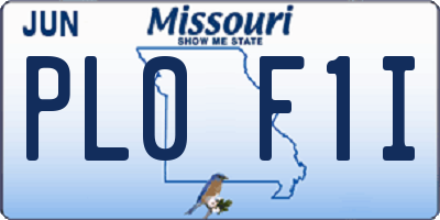 MO license plate PL0F1I