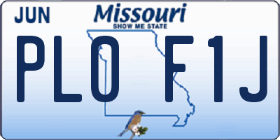 MO license plate PL0F1J