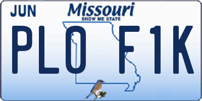 MO license plate PL0F1K