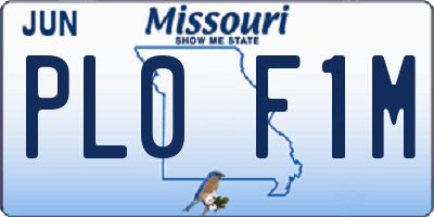 MO license plate PL0F1M