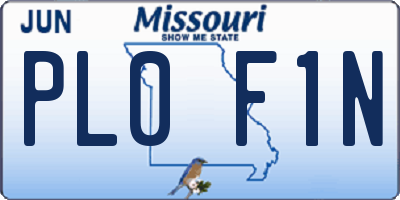 MO license plate PL0F1N