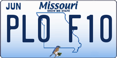 MO license plate PL0F1O