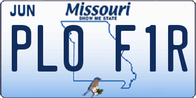 MO license plate PL0F1R