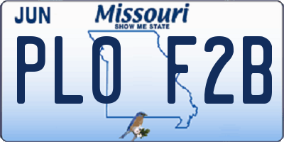 MO license plate PL0F2B