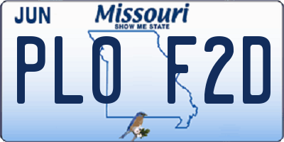 MO license plate PL0F2D